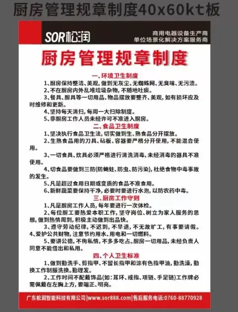 厨房制度卡 XS123